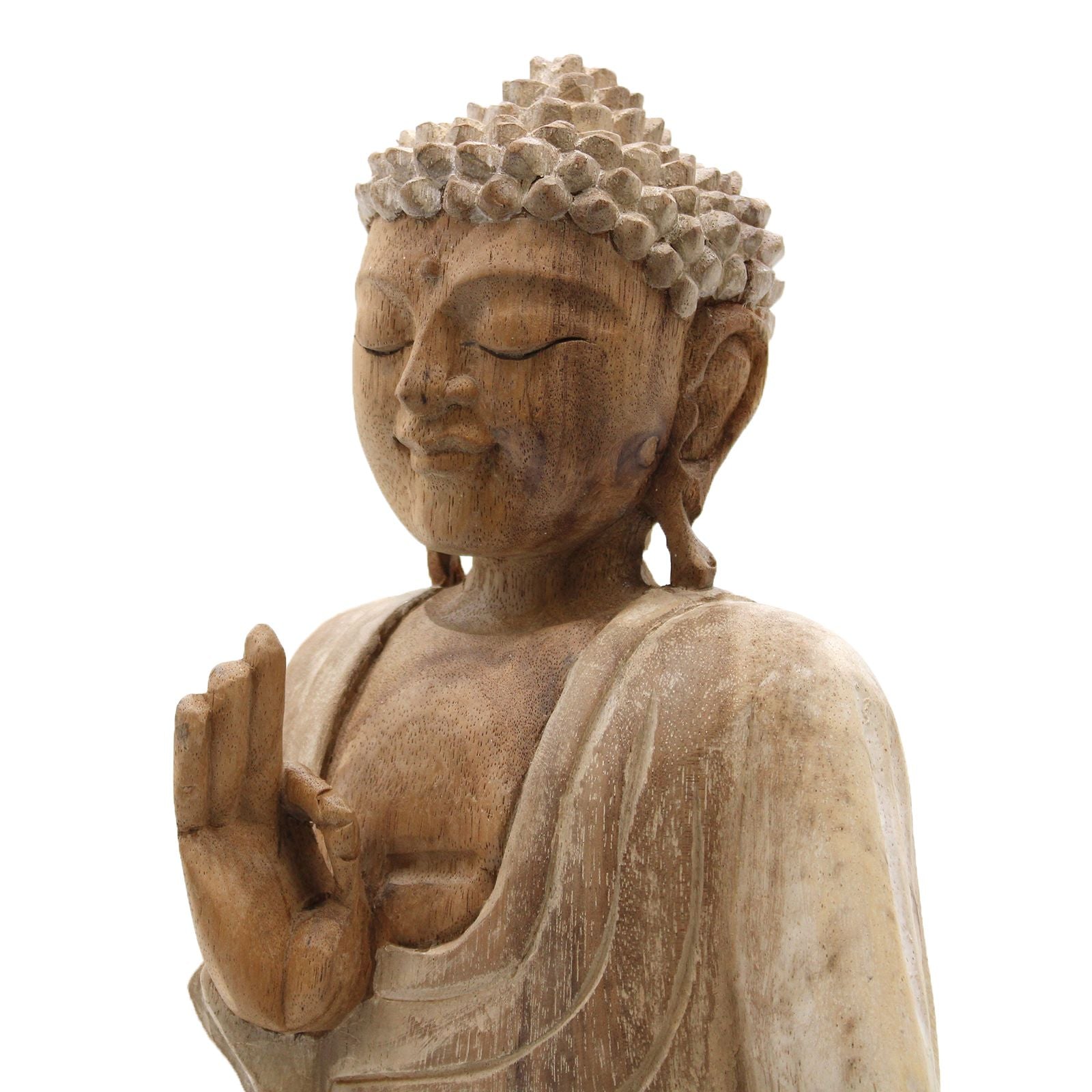 Whitewash Buddha Statue – 30 cm Teaching Transmission | Indoor/Outdoor Calm