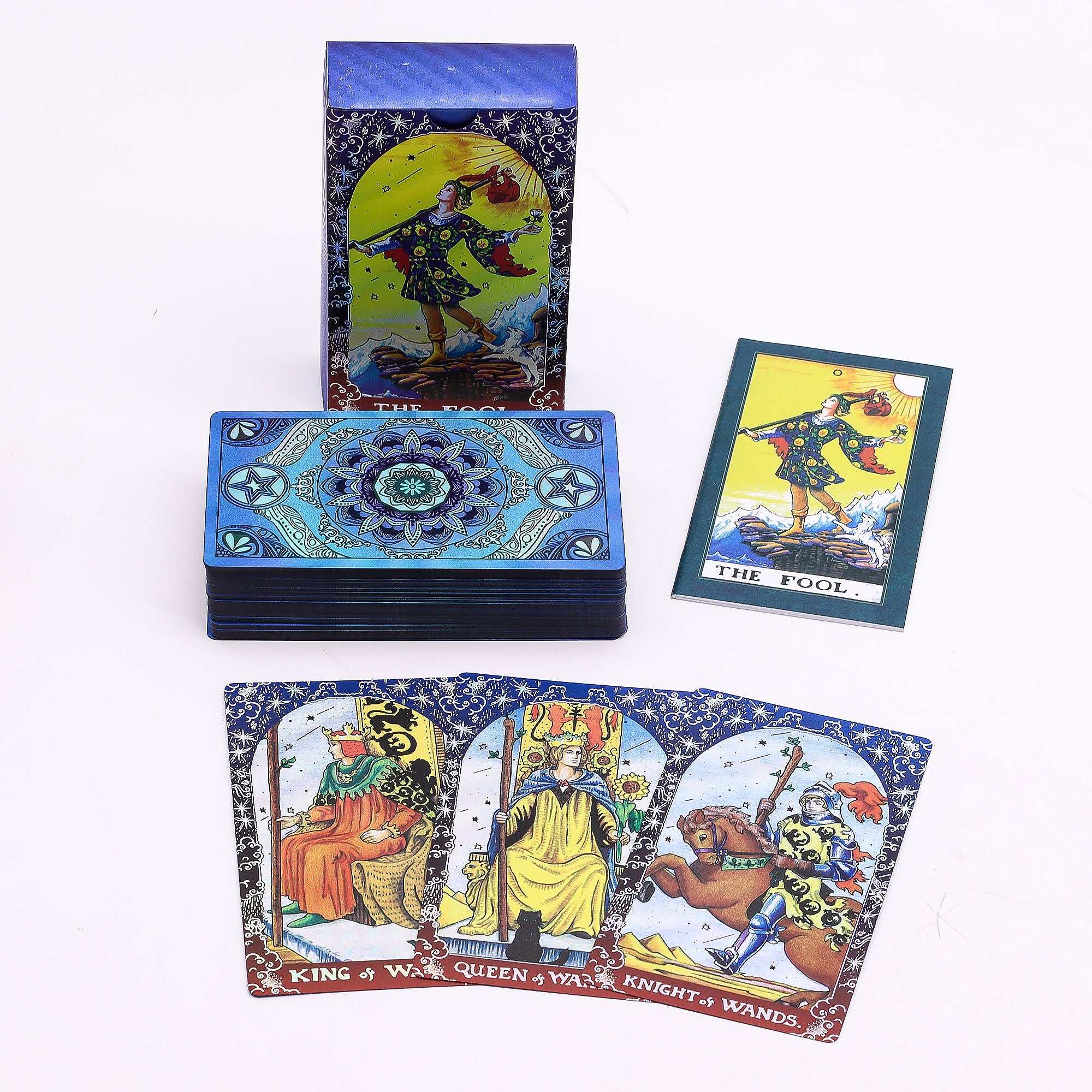 Blue Foil Tarot Card Set - Mandala - with booklet