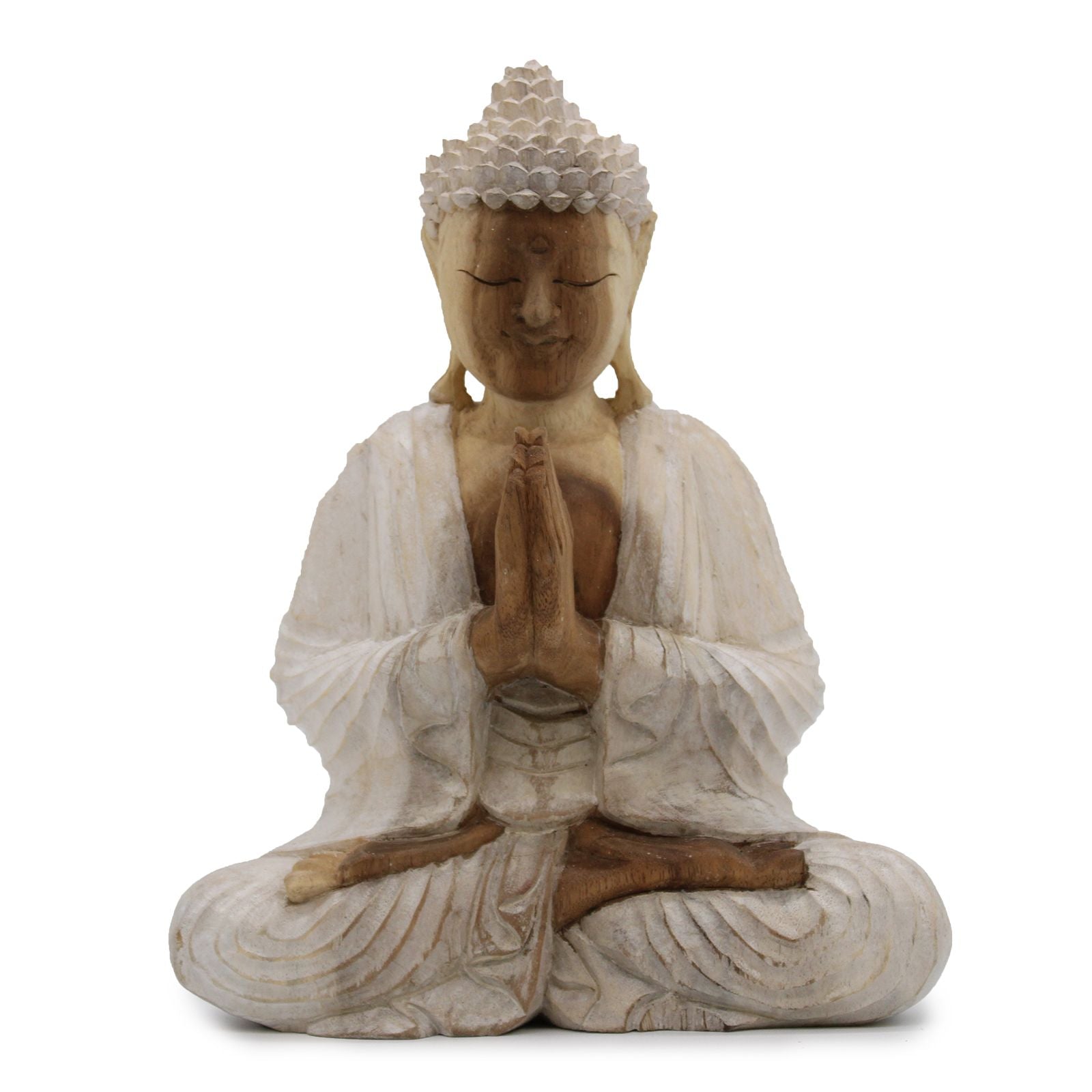 Whitewash Buddha Statue – 30 cm Welcome | Indoor/Outdoor Calm