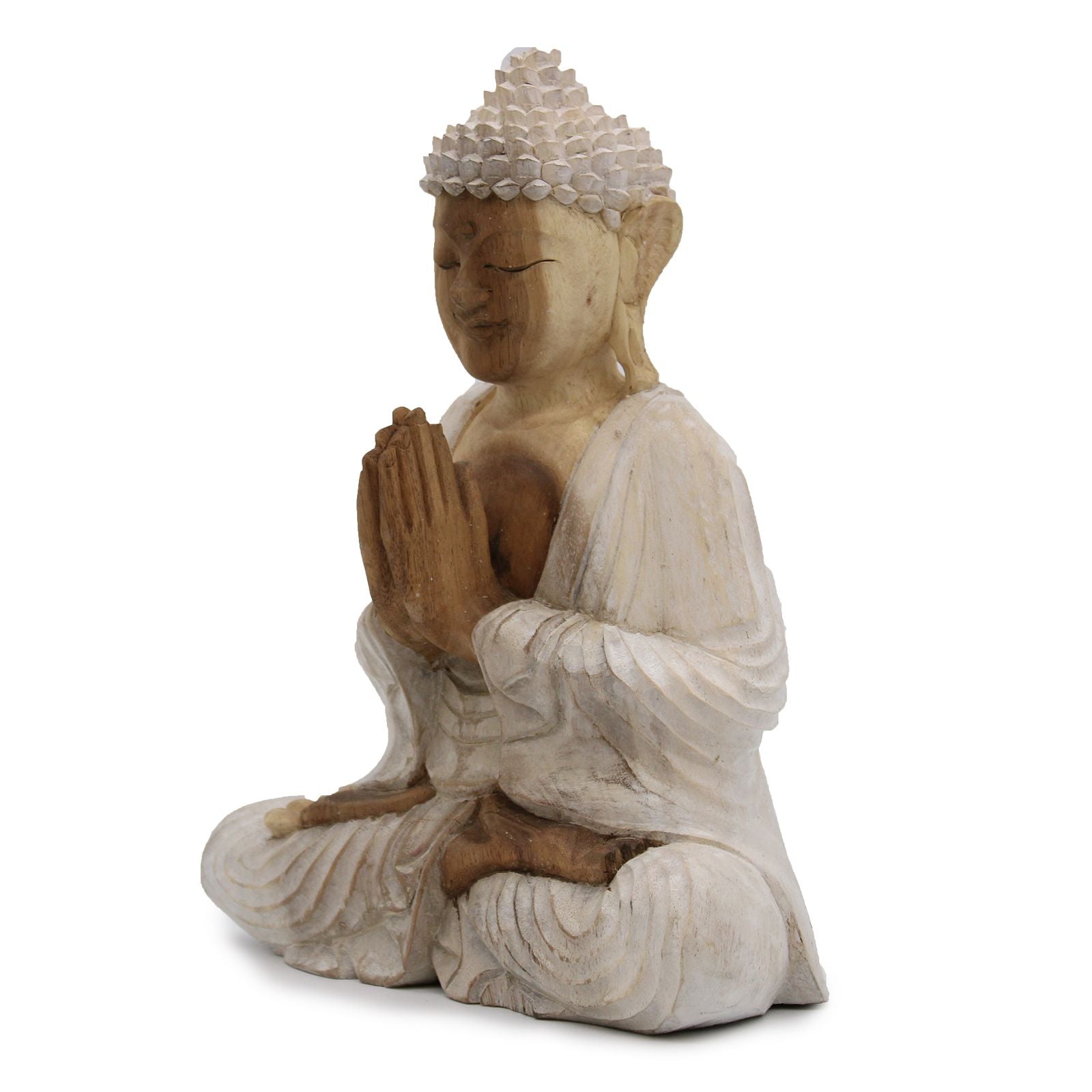 Whitewash Buddha Statue – 30 cm Welcome | Indoor/Outdoor Calm