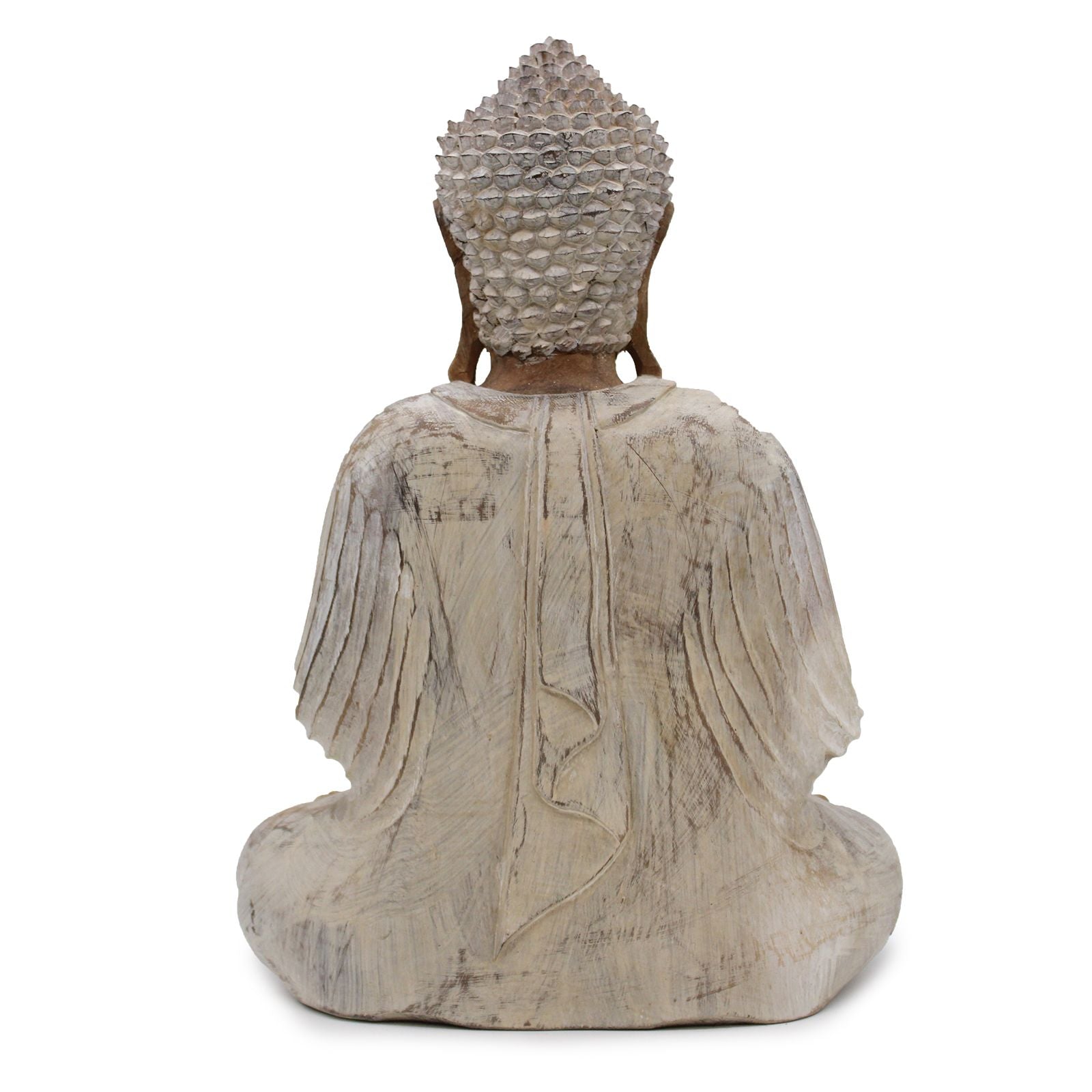 Whitewash Buddha Statue – 40 cm Teaching Transmission | Indoor/Outdoor Calm