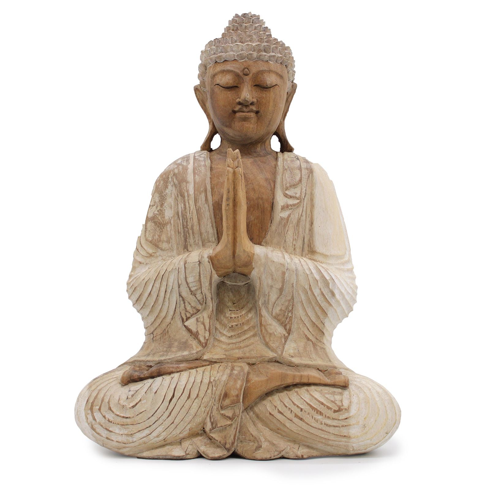 Whitewash Buddha Statue – 40 cm Welcome | Indoor/Outdoor Calm