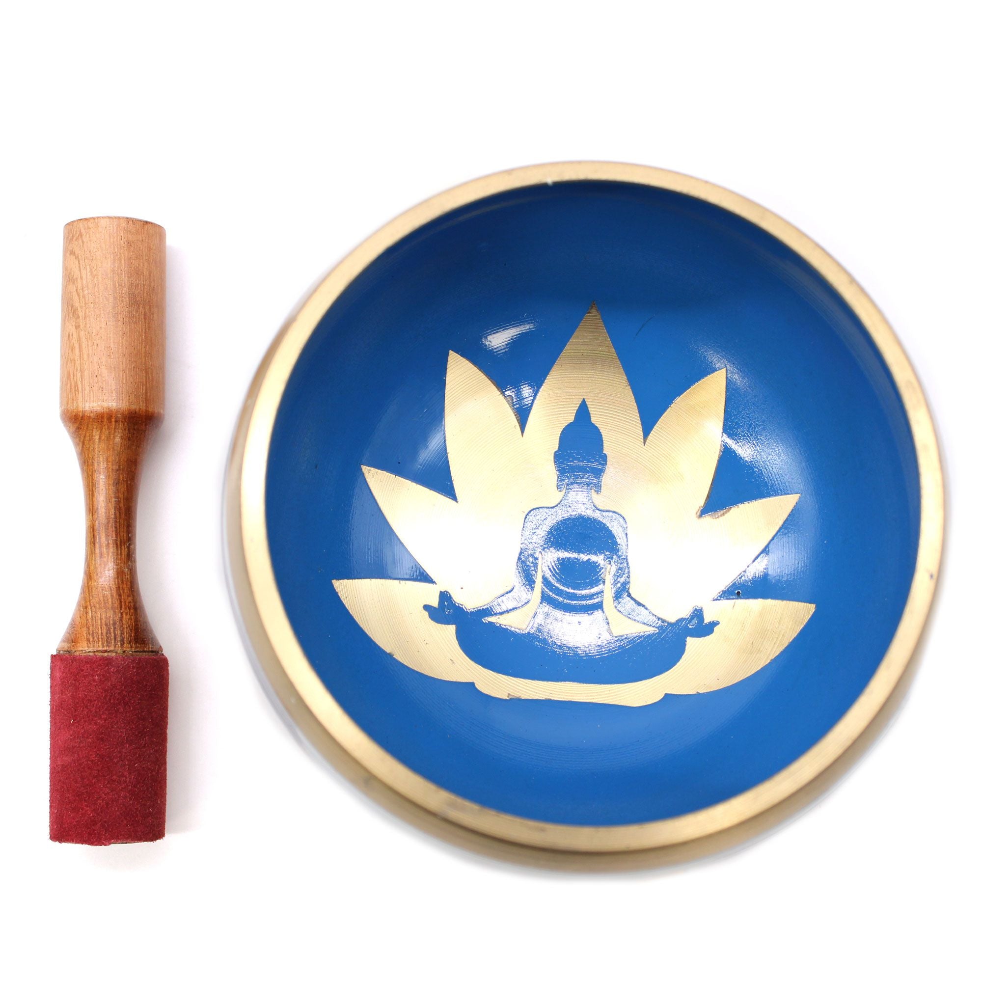 Large Yoga Moves Singing Bowl Set- White/Blue 14x6.5cm