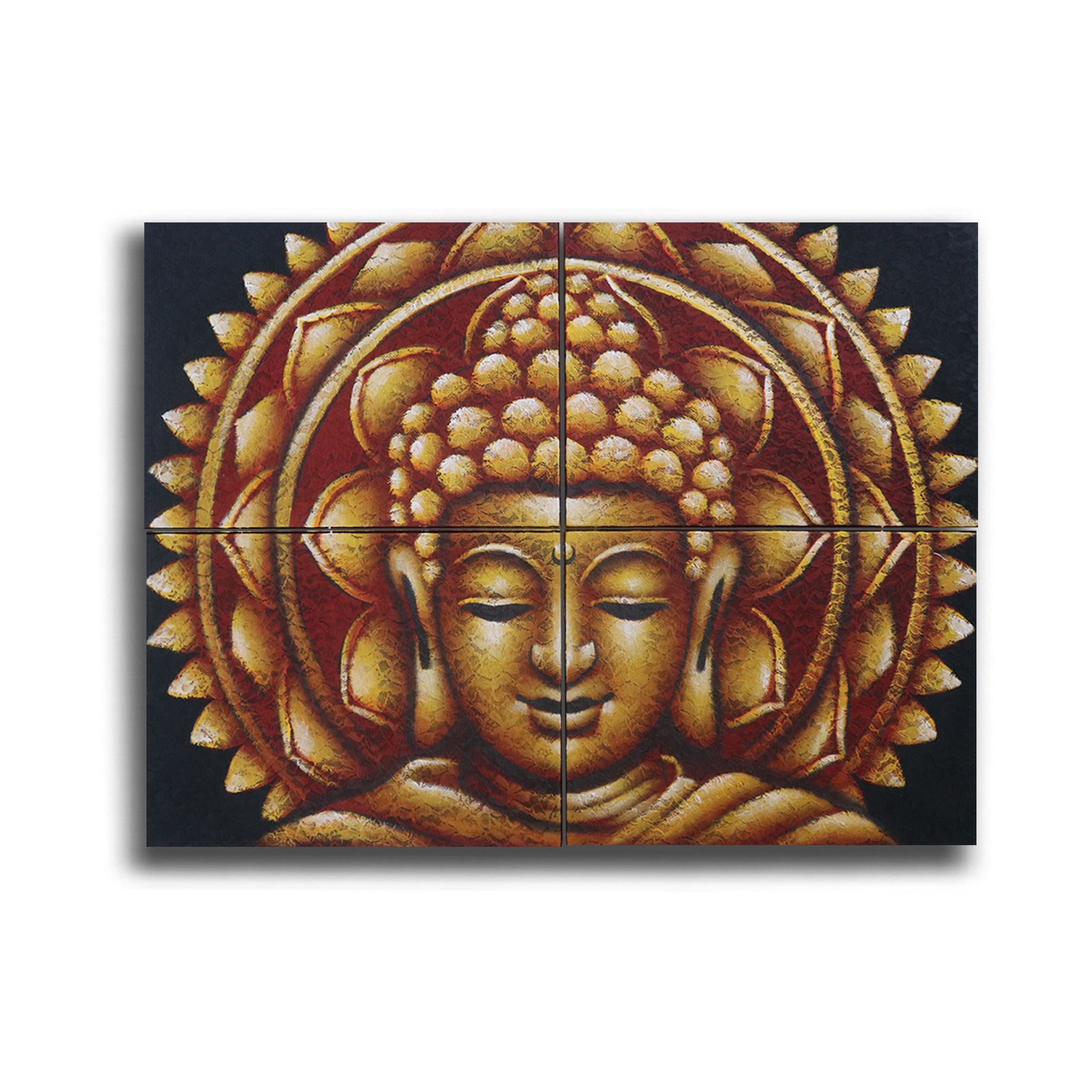 Set of 4 Buddha Mandala Prints – Gold 30×40 cm | Serene Wall Set