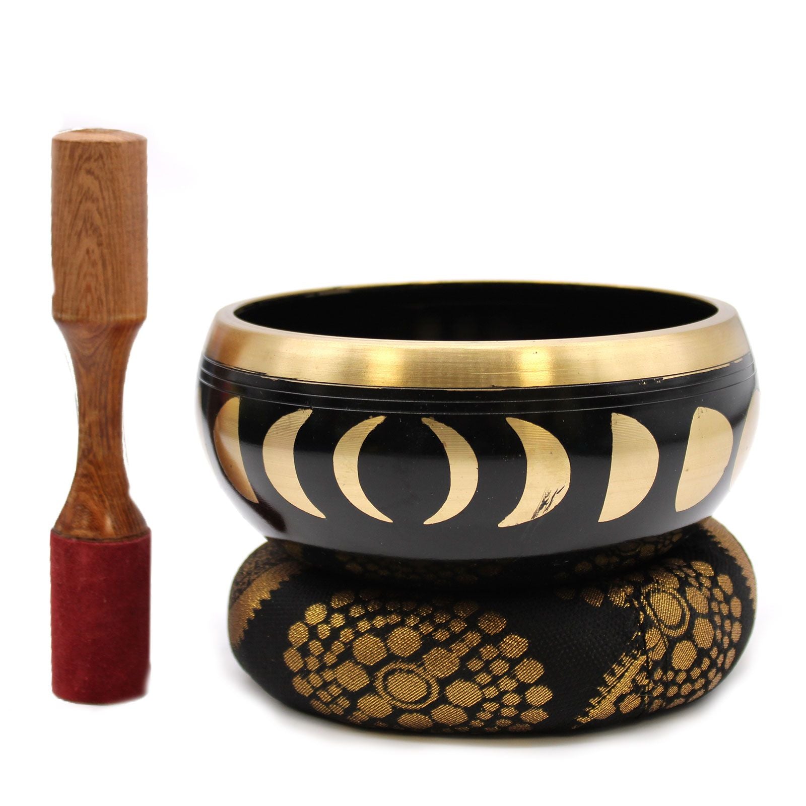 Large Moon Phase Singing Bowl Set- Black 14cm Bowl