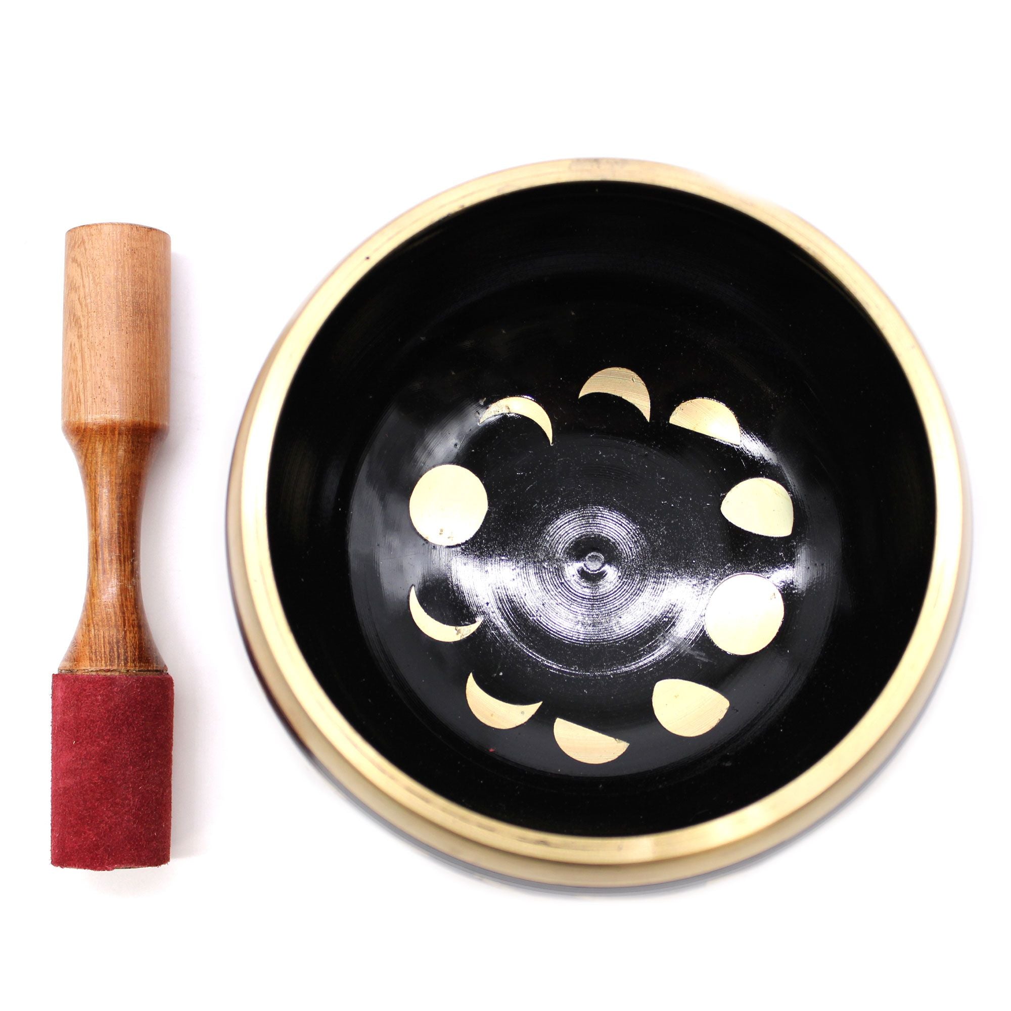 Large Moon Phase Singing Bowl Set- Black 14cm Bowl