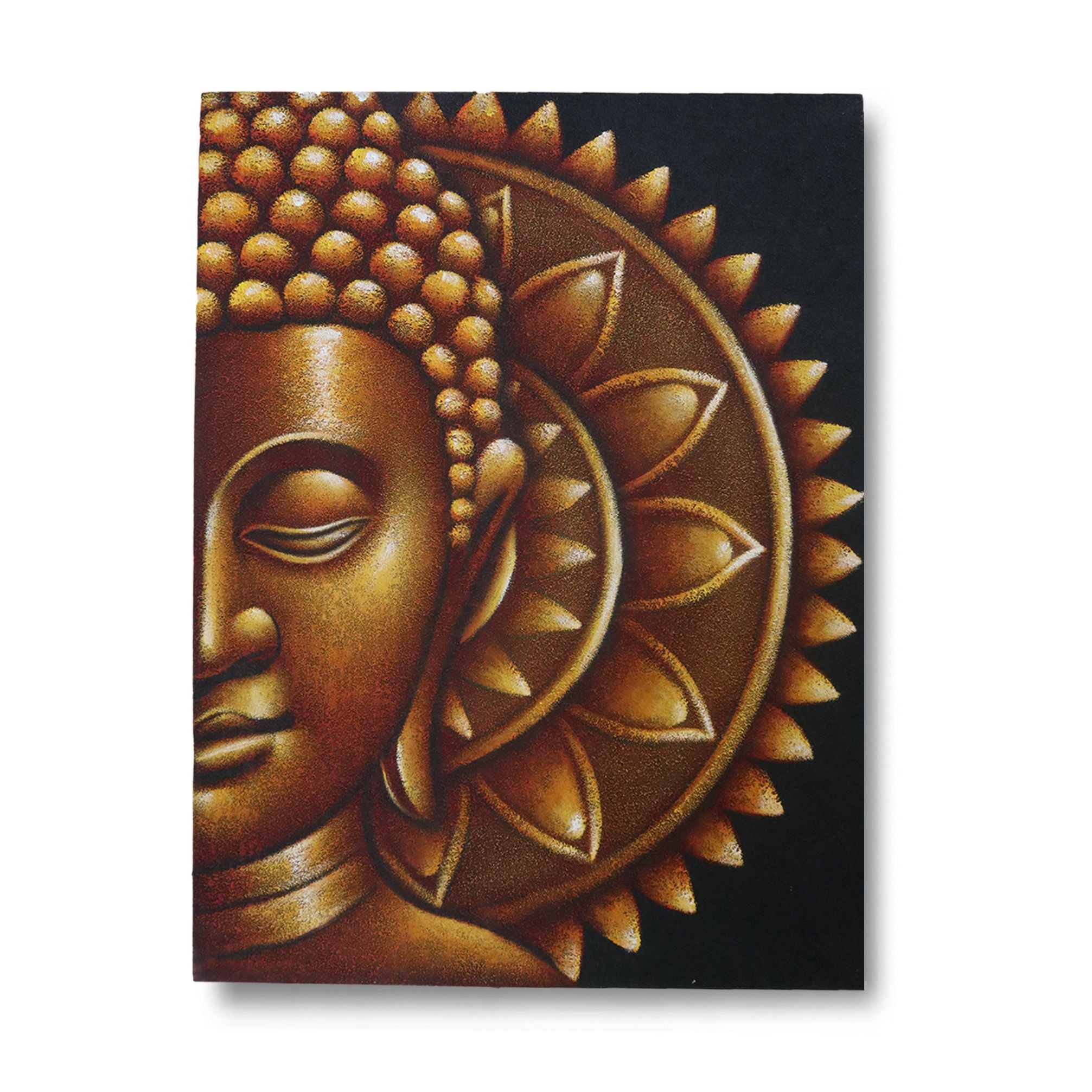 Buddha Mandala Wall Art 60×80 cm – Gold Half | Tranquil Focus