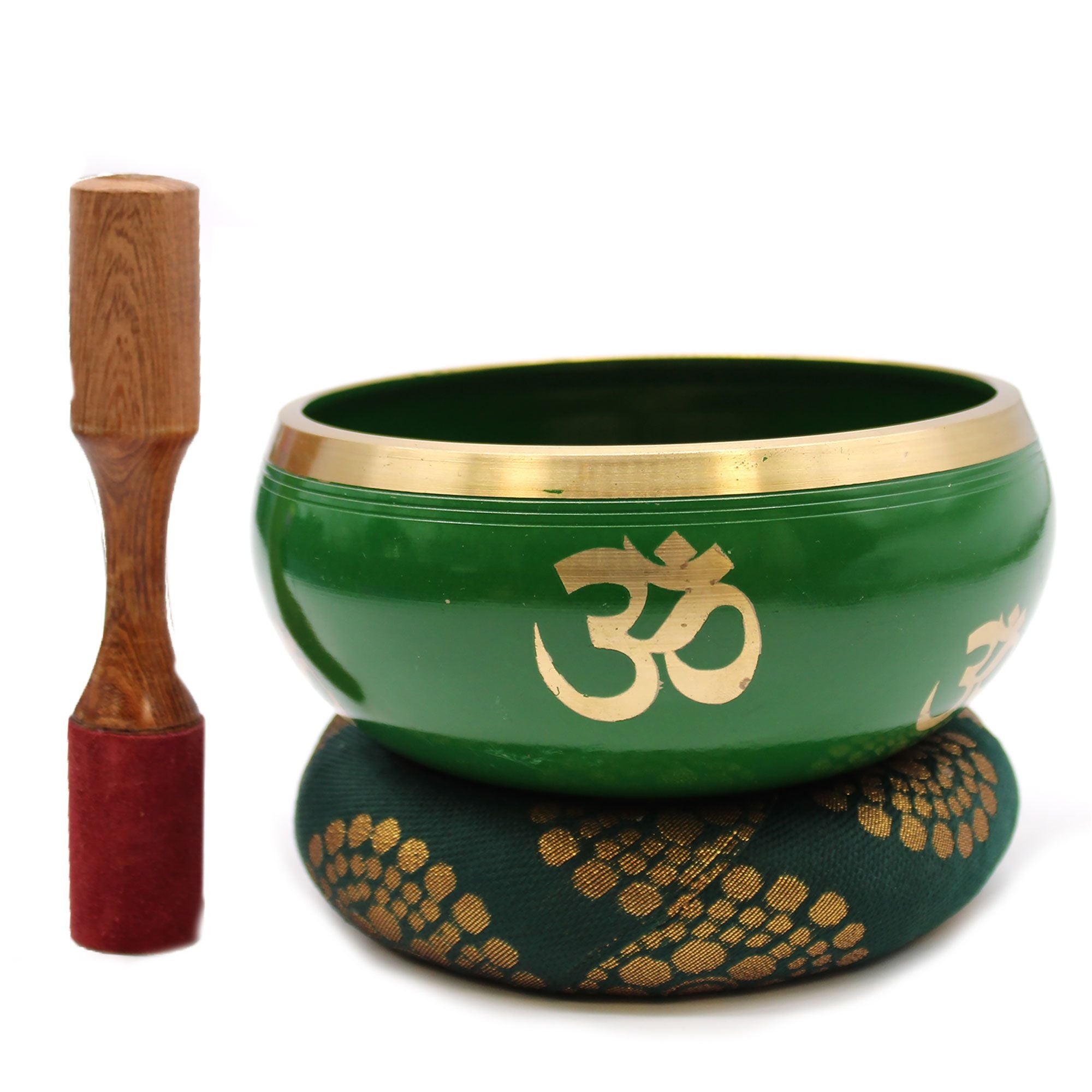 Large Tree of Life Singing Bowl Set- Green 14x6.5cm