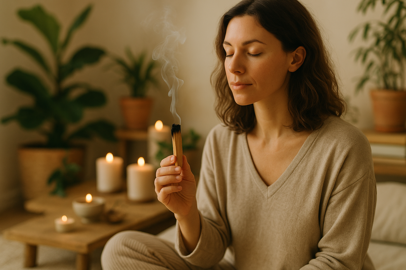 How to use smudge sticks. A serene living space styled for wellness