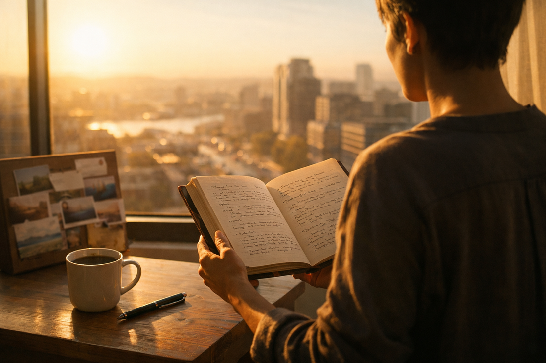 How to Make Dreams a Reality- lady reading goals and a vision board