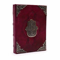 Heafty Red Tan Book - Zinc Hamsa Decor - 200 Deckle Edges Pages