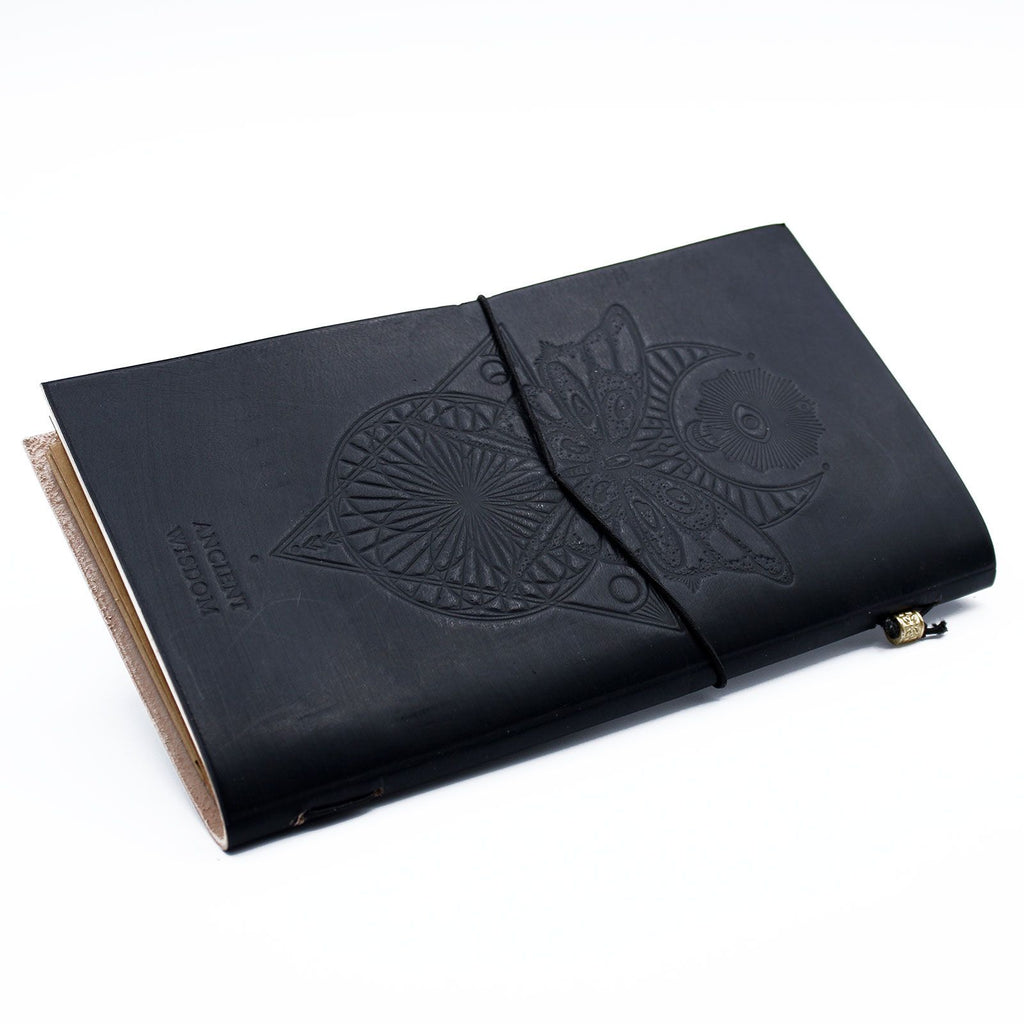 Handmade Black Leather Journal - My Book of Spells and other Thoughts