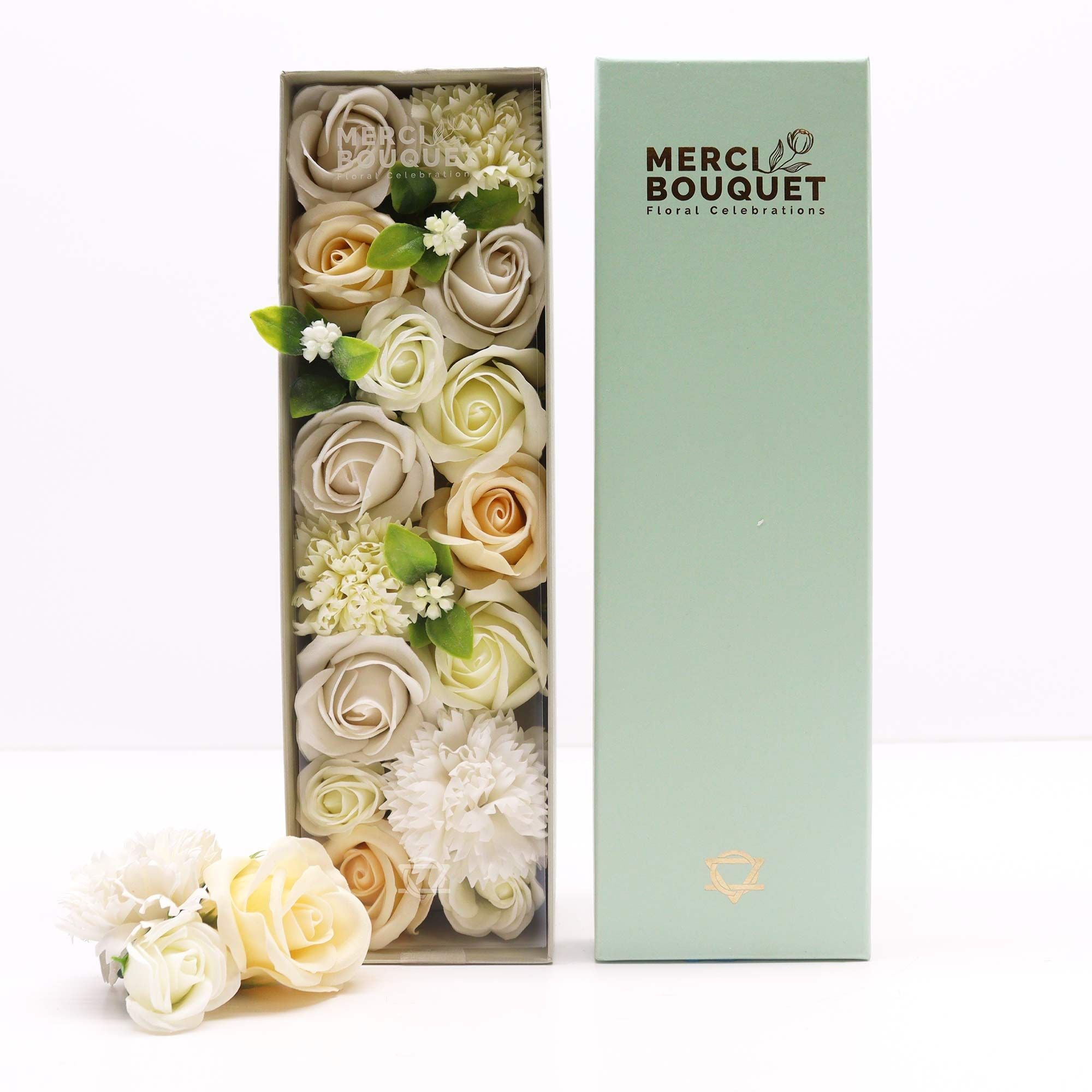 Long Box – Wedding Blessings – White & Ivory Soap Flower Gift Box