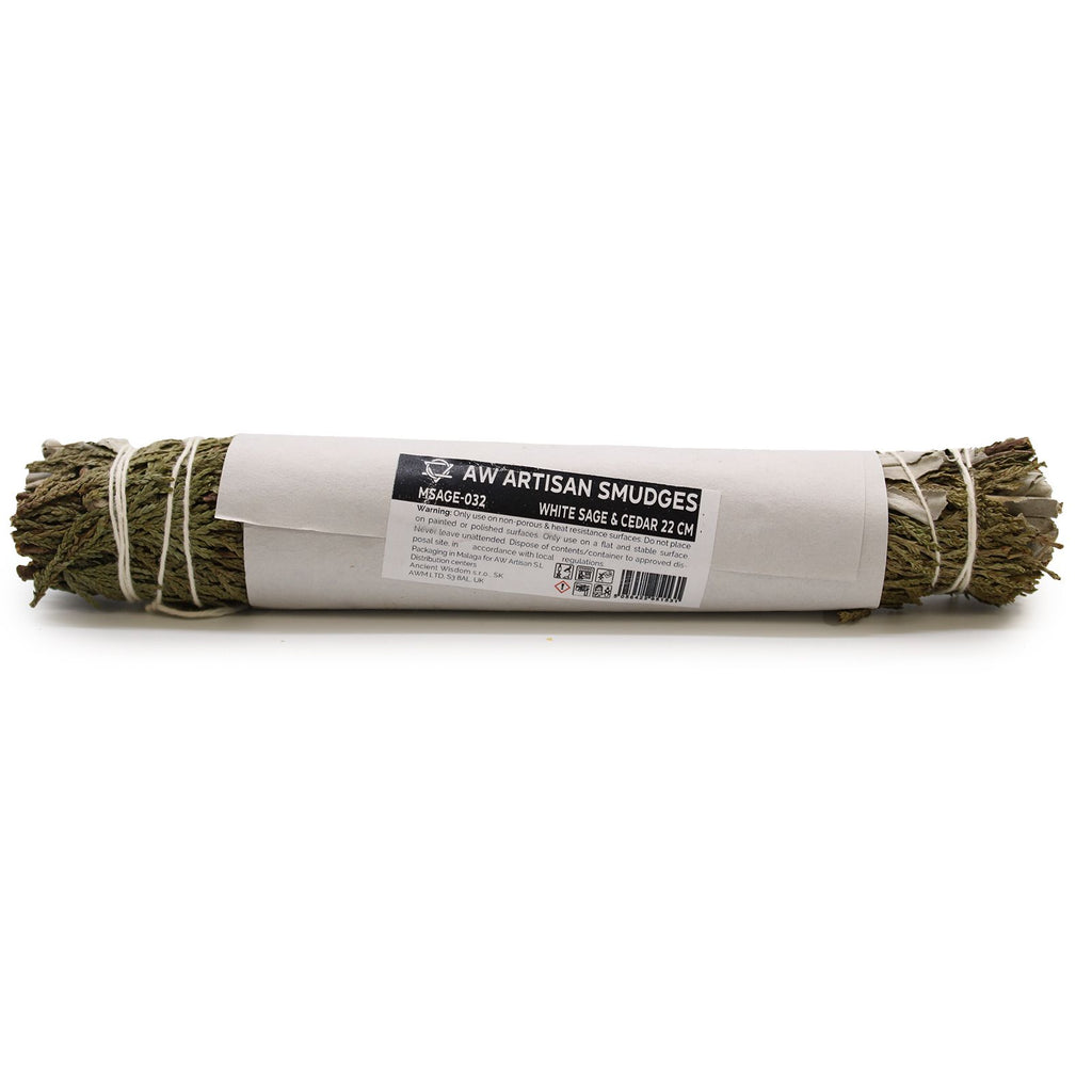 White Sage & Cedar Smudge Stick 22.5 cm | Ground & Cleanse