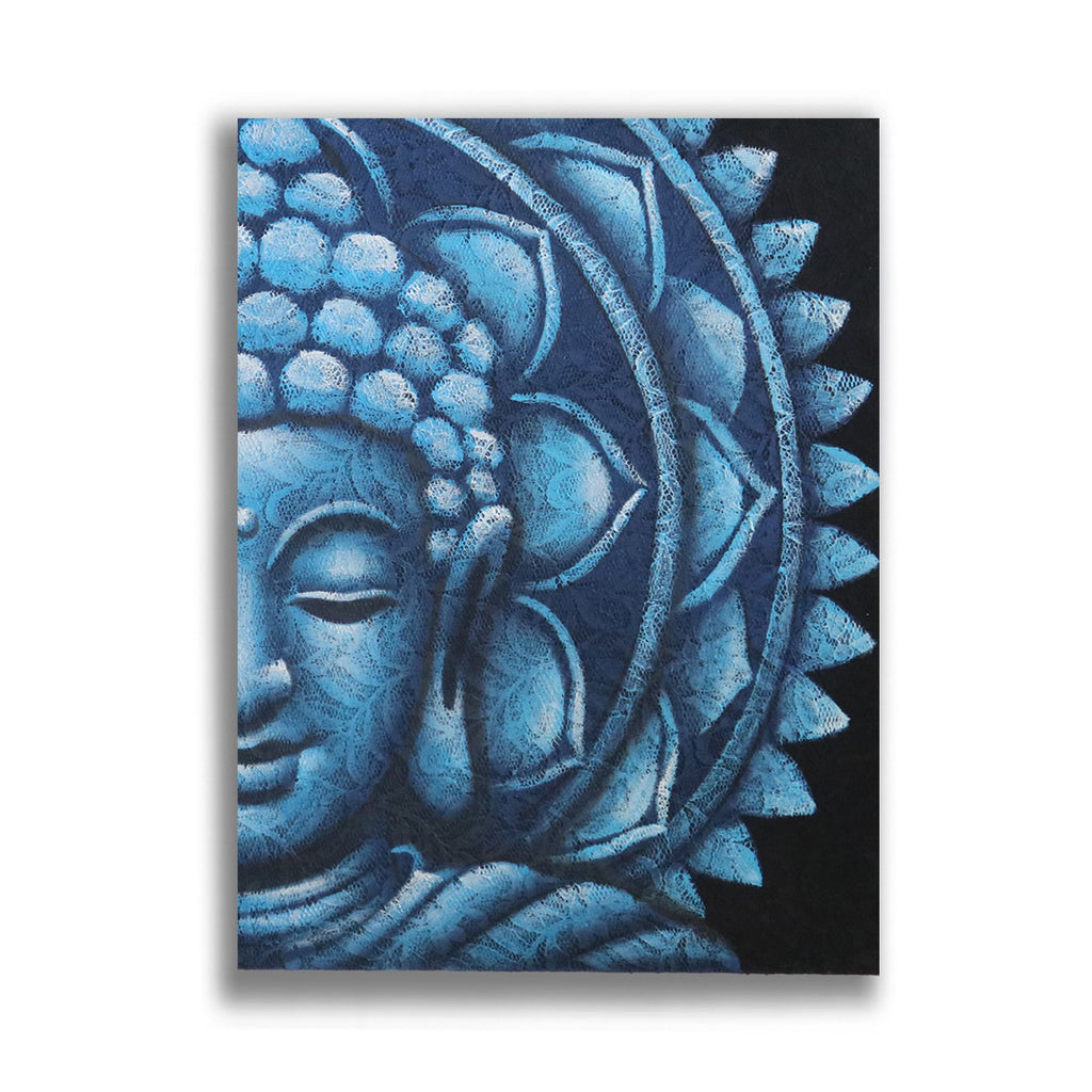 Buddha Mandala Wall Art 60×80 cm – Blue Half | Tranquil Focus